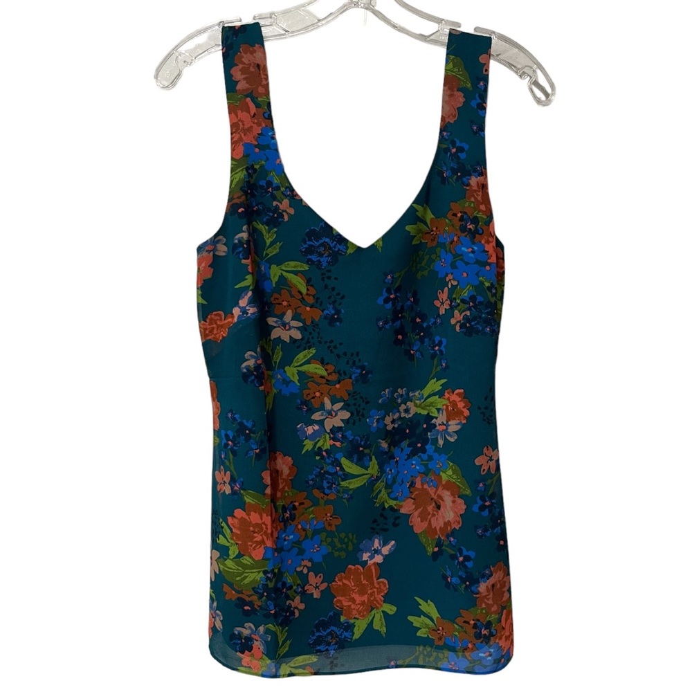 CABi Floral Still Life Cami Tank Top‎ #3449 Size XS Floral Adjustable Teal